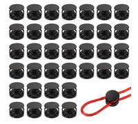 YELARXI Metal Cord Locks, Double Hole Draw String Spring Stopper Fastener Round Slider Toggles End 0.6" & 36 Pcs & Dark Black -Fitting for (Drawstrings/Shoelaces/Backpack/Clothing/Lanyard)