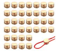 YELARXI Metal Cord Locks, Double Hole Draw String Spring Stopper Fastener Round Slider Toggles End 0.6" & 36 Pcs & Gold -Fitting for (Drawstrings/Shoelaces/Backpack/Clothing/Lanyard)