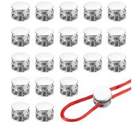 YELARXI Metal Cord Locks, Double Hole Draw String Spring Stopper Fastener Round Slider Toggles End 0.6" & 20 Pcs & Silver -Fitting for (Drawstrings/Shoelaces/Backpack/Clothing/Lanyard)