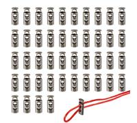 YELARXI Metal Cord Locks, Double Hole Draw String Spring Stopper Fastener Round Slider Toggles End 24 Pcs & Silver Tone -Fitting for (Shoelaces/Drawstrings/Backpack/Clothing/Lanyard)