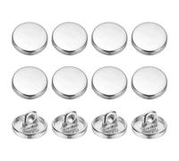 YELARXI Metal Round Flat Buttons, Alloy Shank Round Shaped Sewing Buttons - Fitting for (Men - Women - Coat - Shirt - Suit - Trousers - Sewing Crafts) 10 mm & 12 Pack & Silver Tone