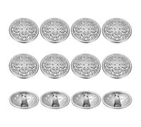 YELARXI Metal Round Hollow Buttons, Retro Hollow Shank Sewing Buttons - Fitting for (Men - Women - Coat - Shirt - Suit - Trousers - Sewing Crafts) 20 mm & 12 Pack & Silver Tone