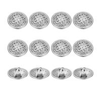 YELARXI Metal Round Hollow Buttons, Retro Hollow Shank Sewing Buttons - Fitting for (Men - Women - Coat - Shirt - Suit - Trousers - Sewing Crafts) 15 mm & 12 Pack & Silver Tone