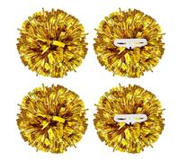 YELARXI Metallic Cheerleading Pom Poms Cheer Pompoms, 12 Inch with Handle Rings Fit for Team Spirit Sports Dance Cheering, (4Pcs, Gold)