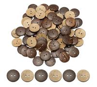 YELARXI Natural Coconut Shell Buttons, 2 Holes Wooden Buttons - Fitting for (Sewing - DIY Crafts - Decorations - Shirt Clothing) 100 Pcs & 21 mm & Brown