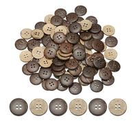 YELARXI Natural Coconut Shell Buttons, 4 Holes Wooden Buttons - Fitting for (Sewing - DIY Crafts - Decorations - Shirt Clothing) 100 Pcs & 18 mm & Brown