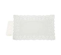 YELARXI Paper Doilies, 15.7 Inch White Lace Doilies Rectangle Disposable Decorative Placemats Hollow Flower for Desserts Food Crafts Parties Birthday Tableware Decoration (50 Pack, White)