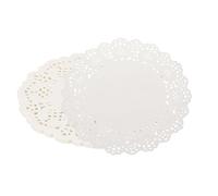 YELARXI Paper Doilies, 9.4 Inch White Lace Doilies Round Disposable Decorative Placemats Hollow Flower for Cakes Desserts Food Crafts Parties Birthday Tableware Decoration (50 Pack, White)