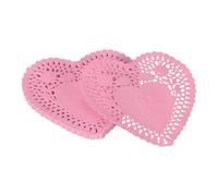 YELARXI Paper Doilies, Heart Paper Lace Doilies Disposable Placemats Modern Tableware Decorative Bulk -Fitting for (Cakes/Desserts/Baked Grilled Fried Food) 4 Inch & 100 Pack & Pink