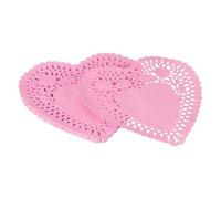 YELARXI Paper Doilies, Heart Paper Lace Doilies Disposable Placemats Modern Tableware Decorative Bulk -Fitting for (Cakes/Desserts/Baked Grilled Fried Food) 6 Inch & 100 Pack & Pink
