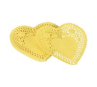 YELARXI Paper Doilies, Heart Paper Lace Doilies Disposable Placemats Modern Tableware Decorative Bulk -Fitting for (Cakes/Desserts/Baked Grilled Fried Food) 4 Inch & 100 Pack & Yellow