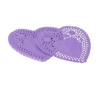 YELARXI Paper Doilies, Heart Paper Lace Doilies Disposable Placemats Modern Tableware Decorative Bulk -Fitting for (Cakes/Desserts/Baked Grilled Fried Food) 6 Inch & 100 Pack & Purple