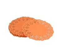 YELARXI Paper Doilies, Paper Lace Doilies Disposable Round Modern Decorative Placemats Bulk, 3.5 Inch Fit for Cakes Desserts Crafts Baked Grilled Fried Food Tableware (50 Pack, Orange)