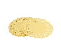 YELARXI Paper Doilies, Paper Lace Doilies Disposable Round Modern Decorative Placemats Bulk, 3.5 Inch Fit for Cakes Desserts Crafts Baked Grilled Fried Food Tableware (100 Pack, Yellow)