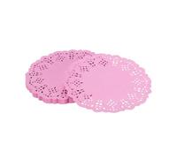 YELARXI Paper Doilies, Paper Lace Doilies Disposable Round Modern Decorative Placemats Bulk, 3.5 Inch Fit for Cakes Desserts Crafts Baked Grilled Fried Food Tableware (150 Pack, Pink)