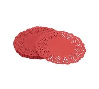 YELARXI Paper Doilies, Paper Lace Doilies Disposable Round Modern Decorative Placemats Bulk, 3.5 Inch Fit for Cakes Desserts Crafts Baked Grilled Fried Food Tableware (100 Pack, Red)