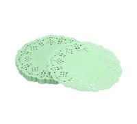 YELARXI Paper Doilies, Paper Lace Doilies Disposable Round Modern Decorative Placemats Bulk, 4.5 Inch Fit for Cakes Desserts Crafts Baked Grilled Fried Food Tableware (50 Pack, Green)