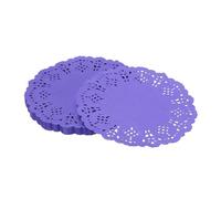 YELARXI Paper Doilies, Paper Lace Doilies Disposable Round Modern Decorative Placemats Bulk, 4.5 Inch Fit for Cakes Desserts Crafts Baked Grilled Fried Food Tableware (50 Pack, Purple)