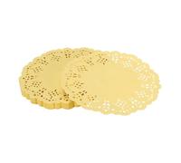YELARXI Paper Doilies, Paper Lace Doilies Disposable Round Modern Decorative Placemats Bulk, 4.5 Inch Fit for Cakes Desserts Crafts Baked Grilled Fried Food Tableware (50 Pack, Yellow)