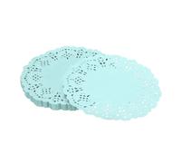 YELARXI Paper Doilies, Paper Lace Doilies Disposable Round Modern Decorative Placemats Bulk, 4.5 Inch Fit for Cakes Desserts Crafts Baked Grilled Fried Food Tableware (50 Pack, Blue)