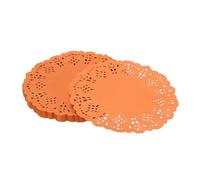YELARXI Paper Doilies, Paper Lace Doilies Disposable Round Modern Decorative Placemats Bulk, 4.5 Inch Fit for Cakes Desserts Crafts Baked Grilled Fried Food Tableware (50 Pack, Orange)