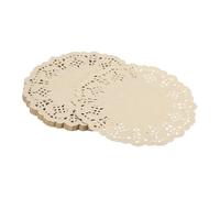 YELARXI Paper Doilies, Paper Lace Doilies Disposable Round Modern Decorative Placemats Bulk, 4.5 Inch Fit for Cakes Desserts Crafts Baked Grilled Fried Food Tableware (50 Pack, Kraft)