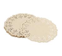 YELARXI Paper Doilies, Paper Lace Doilies Disposable Round Modern Decorative Placemats Bulk, 5.5 Inch Fit for Cakes Desserts Crafts Baked Grilled Fried Food Tableware (50 Pack, Kraft)