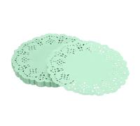 YELARXI Paper Doilies, Paper Lace Doilies Disposable Round Modern Decorative Placemats Bulk, 5.5 Inch Fit for Cakes Desserts Crafts Baked Grilled Fried Food Tableware (100 Pack, Green)