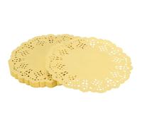 YELARXI Paper Doilies, Paper Lace Doilies Disposable Round Modern Decorative Placemats Bulk, 5.5 Inch Fit for Cakes Desserts Crafts Baked Grilled Fried Food Tableware (50 Pack, Yellow)