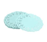 YELARXI Paper Doilies, Paper Lace Doilies Disposable Round Modern Decorative Placemats Bulk, 5.5 Inch Fit for Cakes Desserts Crafts Baked Grilled Fried Food Tableware (100 Pack, Blue)