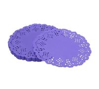 YELARXI Paper Doilies, Paper Lace Doilies Disposable Round Modern Decorative Placemats Bulk, 5.5 Inch Fit for Cakes Desserts Crafts Baked Grilled Fried Food Tableware (100 Pack, Purple)