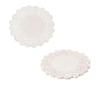 YELARXI Paper Doilies, Round Lace Paper Placemats Modern Decorative Placemats Table Mats - Fitting for (Baked/Fried Foods/Wedding/Party Decor/DIY), 8.5" & 100 Pack & White