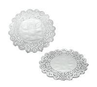 YELARXI Paper Doilies, Round Lace Paper Placemats Modern Decorative Placemats Table Mats - Fitting for (Baked/Fried Foods/Wedding/Party Decor/DIY), 10.5" & 50 Pack & Silver