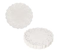 YELARXI Paper Doilies, Round Lace Paper Placemats Modern Decorative Placemats Table Mats - Fitting for (Baked/Fried Foods/Wedding/Party Decor/DIY), 4.5" & 200 Pack & White