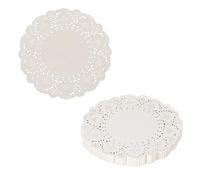 YELARXI Paper Doilies, Round Lace Paper Placemats Modern Decorative Placemats Table Mats - Fitting for (Baked/Fried Foods/Wedding/Party Decor/DIY), 5.5" & 100 Pack & White