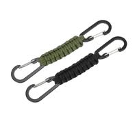 YELARXI Paracord Keychain Aluminum Paracord Lanyard Key Chain, Heavy Duty Braided D Ring Clips Fit for Men Women Bottle Keys Backpacks Camping Hiking - (2 Pack, Black/Navy Green)
