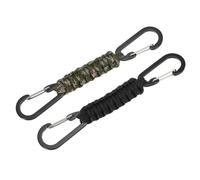 YELARXI Paracord Keychain Aluminum Paracord Lanyard Key Chain, Heavy Duty Braided D Ring Clips Fit for Men Women Bottle Keys Backpacks Camping Hiking - (2 Pack, Black/Camo Green)
