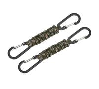 YELARXI Paracord Keychain Aluminum Paracord Lanyard Key Chain, Heavy Duty Braided D Ring Clips Fit for Men Women Bottle Keys Backpacks Camping Hiking - (2 Pack, Camo Green)