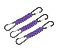 YELARXI Paracord Keychain Aluminum Paracord Lanyard Key Chain, Heavy Duty Braided D Ring Clips Fit for Men Women Bottle Keys Backpacks Camping Hiking - (3 Pack, Dark Purple)