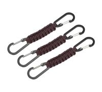 YELARXI Paracord Keychain Aluminum Paracord Lanyard Key Chain, Heavy Duty Braided D Ring Clips Fit for Men Women Bottle Keys Backpacks Camping Hiking - (3 Pack, Brown)