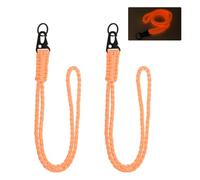 YELARXI Paracord Lanyard, 550 Keychain Lanyard Heavy Duty Necklace Keychain Braided Wrist Strap for Men Women Outdoor Activity Survival Key Whistle Rope ID Badge (2 Pack, Luminous Orange)