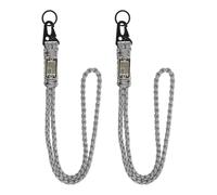 YELARXI Paracord Lanyard, 550 Keychain Lanyard Heavy Duty Necklace Keychains Braided Wrist Strap for Men Women Outdoor Activity Survival Keys Whistle Rope ID Badges (2 Pack, Gray)