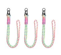YELARXI Paracord Lanyard, 550 Keychain Lanyard Heavy Duty Necklace Keychains Braided Wrist Strap for Men Women Outdoor Activity Survival Keys Whistle Rope ID Badge (3 Pack, Light Colorful)