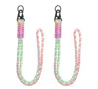 YELARXI Paracord Lanyard, 550 Keychain Lanyard Heavy Duty Necklace Keychains Braided Wrist Strap for Men Women Outdoor Activity Survival Keys Whistle Rope ID Badge (2 Pack, Light Colorful)