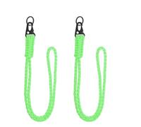 YELARXI Paracord Lanyard, 550 Keychain Lanyard Heavy Duty Necklace Keychains Braided Wrist Strap for Men Women Outdoor Activity Survival Keys Whistle Rope ID Badge (2 Pack, Luminous Green)