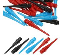 YELARXI Plastic Dart Tips, 2BA Thread Soft Tip Dart Points Replacement Dart Accessories- Fitting for (Electronic Dartboard/Practice/Home Entertainment/Competition) 30 Pack & Black/Red/Blue