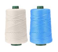 YELARXI Polyester Macrame Cord, 3mm x 219 Yards Polypropylene Macrame Cords Braided Craft Crochet Bag Rope Yarn Fit for DIY Wall Hangers Hats Purses Rug - (2 Pack, Beige/Light Blue)