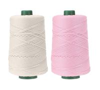 YELARXI Polyester Macrame Cord, 3mm x 219 Yards Polypropylene Macrame Cords Braided Craft Crochet Bag Rope Yarn Fit for DIY Wall Hangers Hats Purses Rug - (2 Pack, Beige/Light Pink)