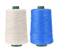 YELARXI Polyester Macrame Cord, 3mm x 219 Yards Polypropylene Macrame Cords Braided Craft Crochet Bag Rope Yarn Fit for DIY Wall Hangers Hats Purses Rug - (2 Pack, Beige/Blue)
