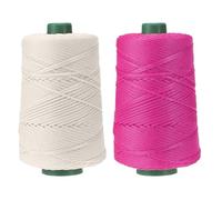 YELARXI Polyester Macrame Cord, 3mm x 219 Yards Polypropylene Macrame Cords Braided Craft Crochet Bag Rope Yarn Fit for DIY Wall Hangers Hats Purses Rug - (2 Pack, Beige/Rose Red)